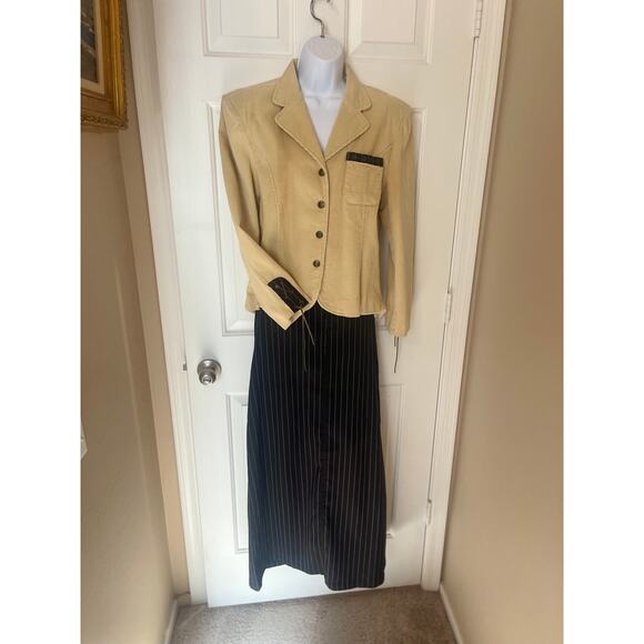 Desert Diva by Sherry Holt 2-Piece Corduroy Blazer & Pinstripe Skirt Set - Picture 2 of 10